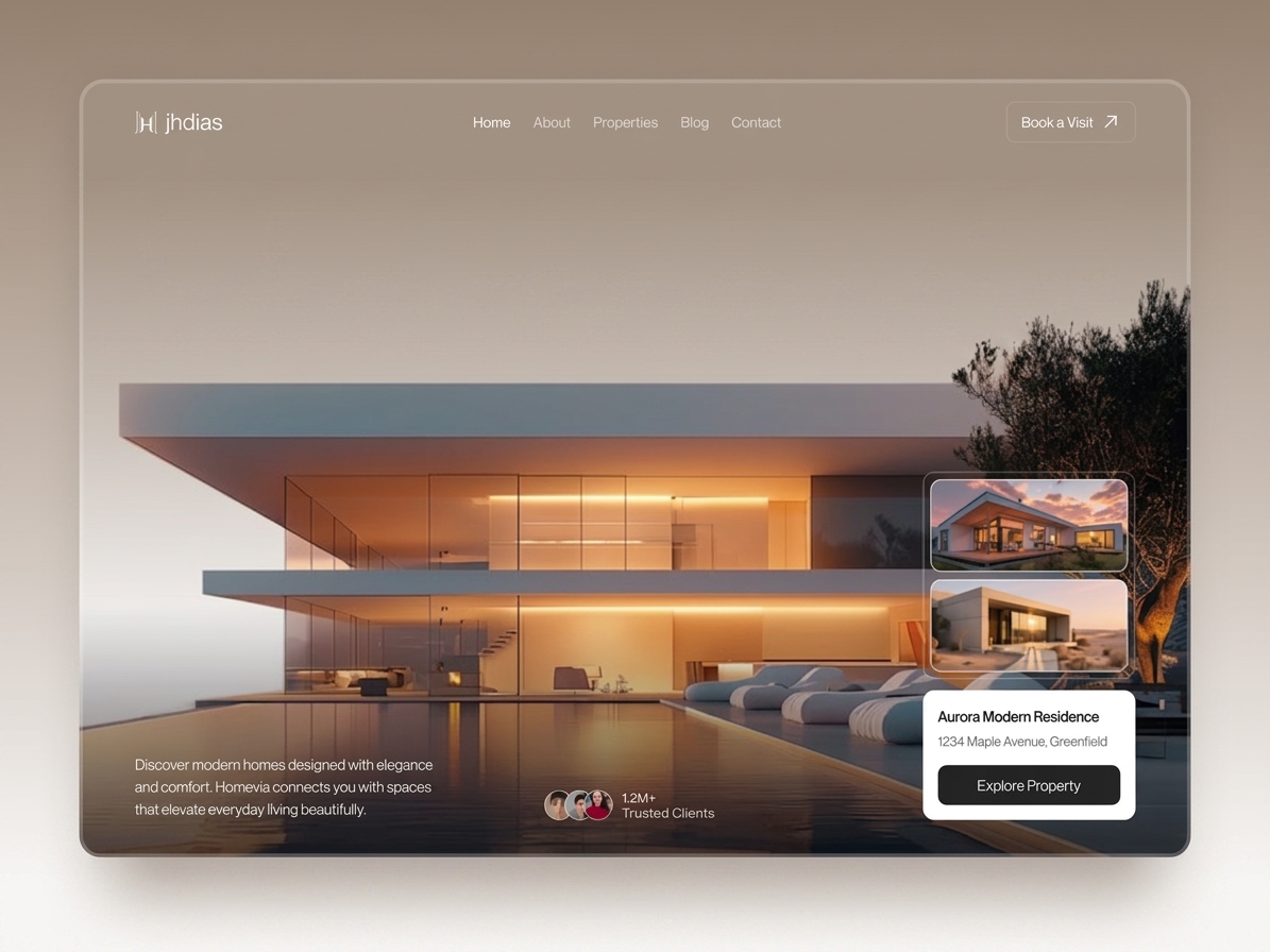 Exemplo de site imobiliário no formato desktop